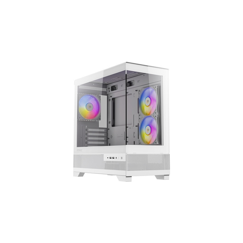ANTEC CX500M Micro Tower Gaming Case  White  2  x USB 3.0 / 1 x USB Type-C  Tempered Glass Side Panel  Micro-ATX/ITX