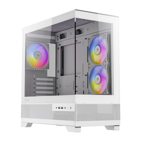 ANTEC CX500M Micro Tower Gaming Case  White  2  x USB 3.0 / 1 x USB Type-C  Tempered Glass Side Panel  Micro-ATX/ITX