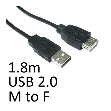 USB 2.0 A (M) to USB 2.0 A (F) 1.8m Black OEM Extension Data Cable