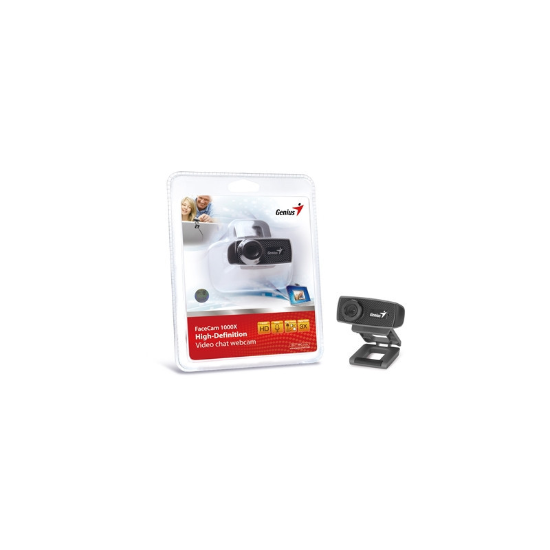 Genius FaceCam 1000X HD WebCam V2  1280x720  True-to-life HD 720p with Built-in Microphone  For Skype  FaceTime  Hangouts  WebEx