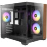 ANTEC CX600M Mini Tower Gaming Case  Black  270 Full-View Tempered Glass with Exotic Wood  Up to 9 x 120 mm RGB Fans  1 x USB 3.