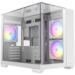 Antec CX600M Trio ARGB Mini Tower Gaming Case  White  Tempered Glass Panels  Dual Chamber Design  Vertical Cooling  Pre-Installe