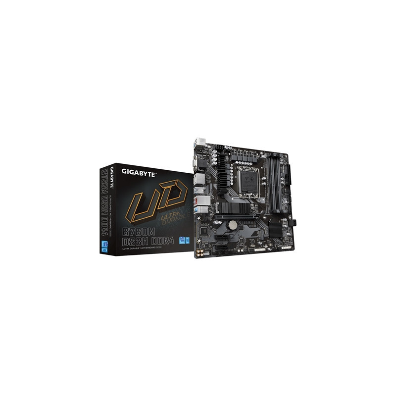 Gigabyte B760M DS3H DDR4 Ultra Durable Intel 1700 Socket Motherboard  Micro-ATX  4x DDR4 Slots  2x M.2 Sockets  1x USB-C Port  2
