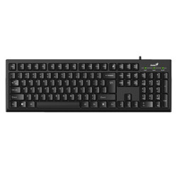 Genius KB-100 Wired Smart Keyboard  USB Plug and Play  Customizable Function Keys  Multimedia  Full Size UK Layout Design for Ho