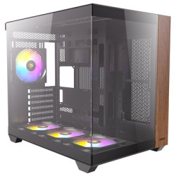 Antec CX800 Wood ARGB Mid-Tower PC Case - 270' Panoramic View  Tempered Glass  9 Fan Positions  USB Type-C