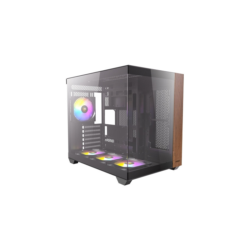 Antec CX800 Wood ARGB Mid-Tower PC Case - 270' Panoramic View  Tempered Glass  9 Fan Positions  USB Type-C