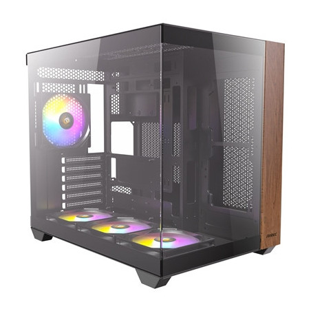 Antec CX800 Wood ARGB Mid-Tower PC Case - 270' Panoramic View  Tempered Glass  9 Fan Positions  USB Type-C