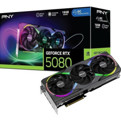 PNY NVIDIA GEFORCE RTX 5080 ARGB EPIC-X RGB OC 16GB  GDDR7 Graphics Card  10752 Cuda Cores  2.3GHz Core Clock  Triple Fan  3 x D
