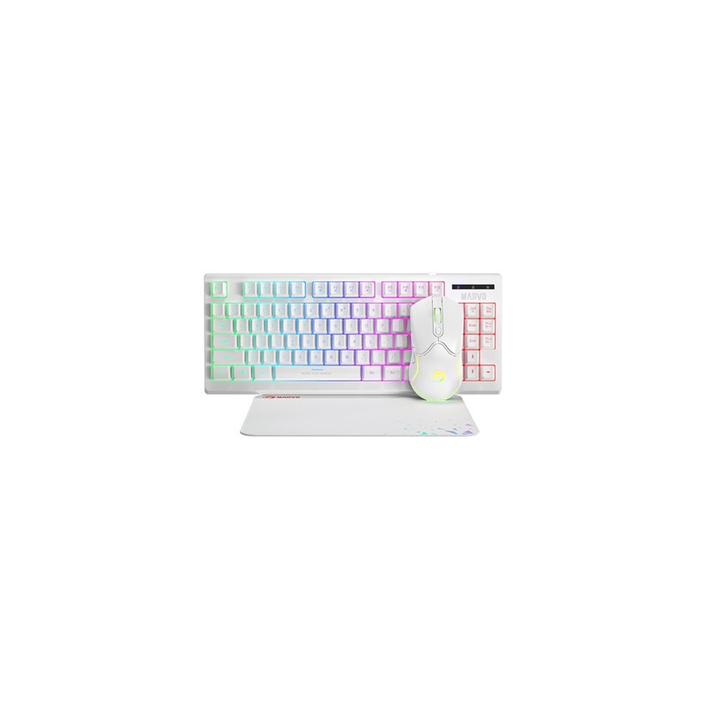 Marvo Scorpion CM310 Loot 30 3 in 1 RGB Gaming UK Layout TKL Keyboard  Mouse and Mat Bundle (White)