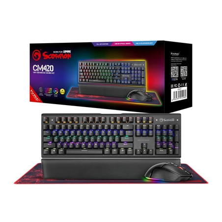 Marvo Scorpion CM420-UK 3-in-1 RGB Mechanical Keyboard  Mouse and Mouse Pad Gaming Bundle