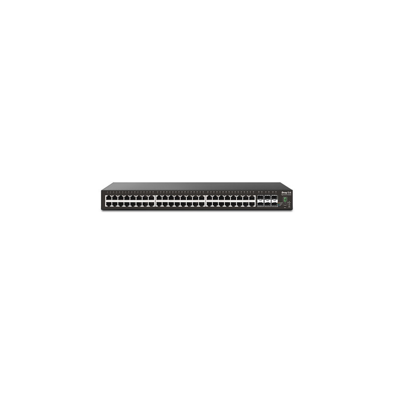 Draytek VSP2542X-K 54 Port switch with 48 PoE+ RJ-45 LAN ports  6 10Gbpe SFP+  400W PoE budget  and L2+ management  2 Year Warra
