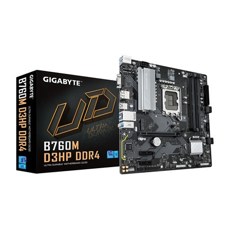 Gigabyte B760M D3HP DDR4 Intel 1700 Socket Motherboard  Micro-ATX  4x DDR4 Slots  2x M.2 Sockets  1x USB-C Port  GbE LAN  1x D-S