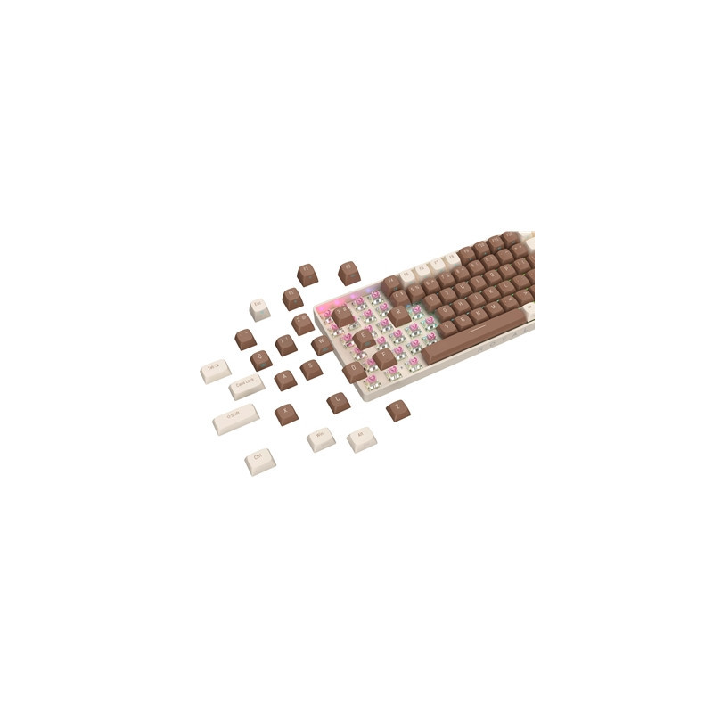 Royalaxe R108 Hot Swappable Mechanical Keyboard  Full Size  110 Keys  2.4GHz  Bluetooth 5.0 or Wired Connection  TTC Golden-Pink