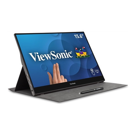 Viewsonic TD1655 16-Inch USB-C Multi-Touch  IPS Portable Monitor  1920x1080  60Hz  Mini HDMI  Speakers  6.5ms  Metallic with Fol