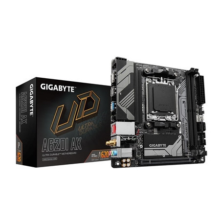 Gigabyte A620I AX (rev. 1.0) AMD AM5 Socket Motherboard  Mini-ITX  2x DDR5 Slots  1x M.2 Socket  2.5GbE LAN  Wi-Fi 6E  1 x Displ