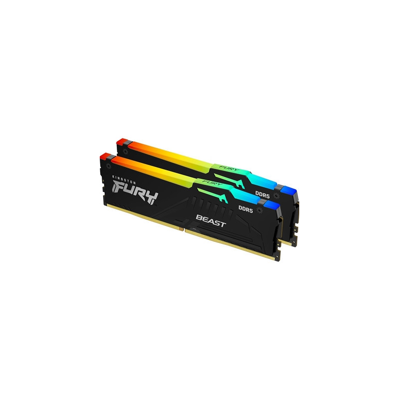 Kingston FURY Beast KF560C30BBEAK2-64 64GB (2x 32GB) DIMM System Memory  6000MHz  DDR5  CL30  Black  RGB  Intel XMP  AMD EXPO