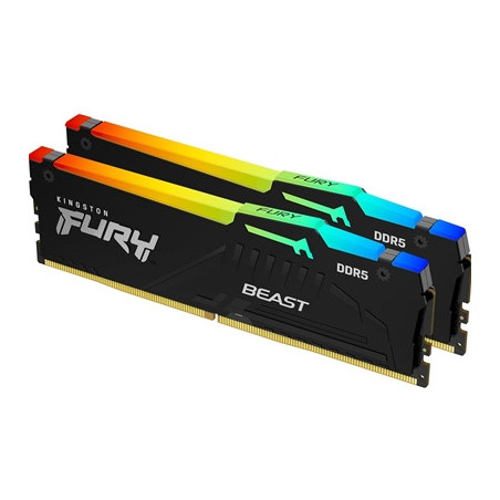 Kingston FURY Beast KF560C30BBEAK2-64 64GB (2x 32GB) DIMM System Memory  6000MHz  DDR5  CL30  Black  RGB  Intel XMP  AMD EXPO