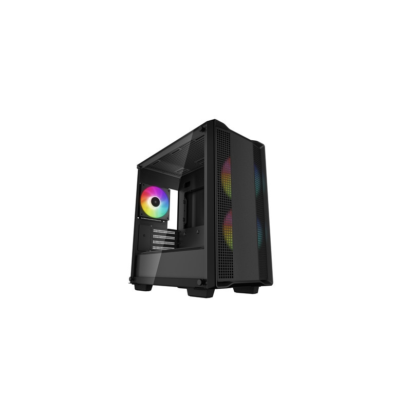 DeepCool CC360 ARGB  Black  Mini Tower Chassis w/ Tempered Glass Window  3x 120mm ARGB Fans  USB 3.0  mATX/mITX