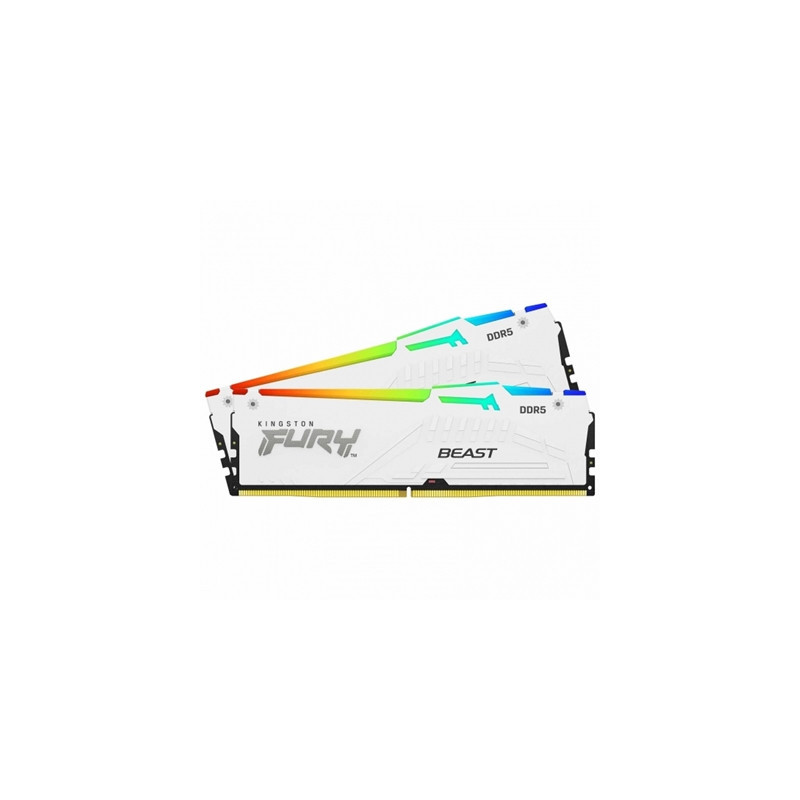Kingston FURY Beast KF560C36BWEAK2-64 64GB (2x 32GB) DIMM System Memory  6000MHz  DDR5  CL36  White  RGB  Intel XMP  AMD EXPO