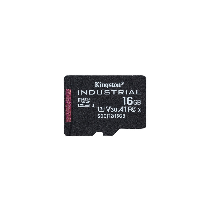 Kingston SDCIT2/16GB Industrial Micro SD Flash Memory Card  16GB  Class U3 V30 A1  UHS-I U1  Retail Packed