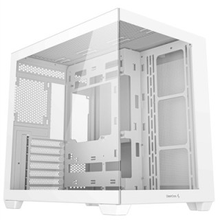 DeepCool CG530 Dual-Chamber Computer Case  Tempered Glass Panels  Advanced Cooling Support  Exceptional Cable Management  White