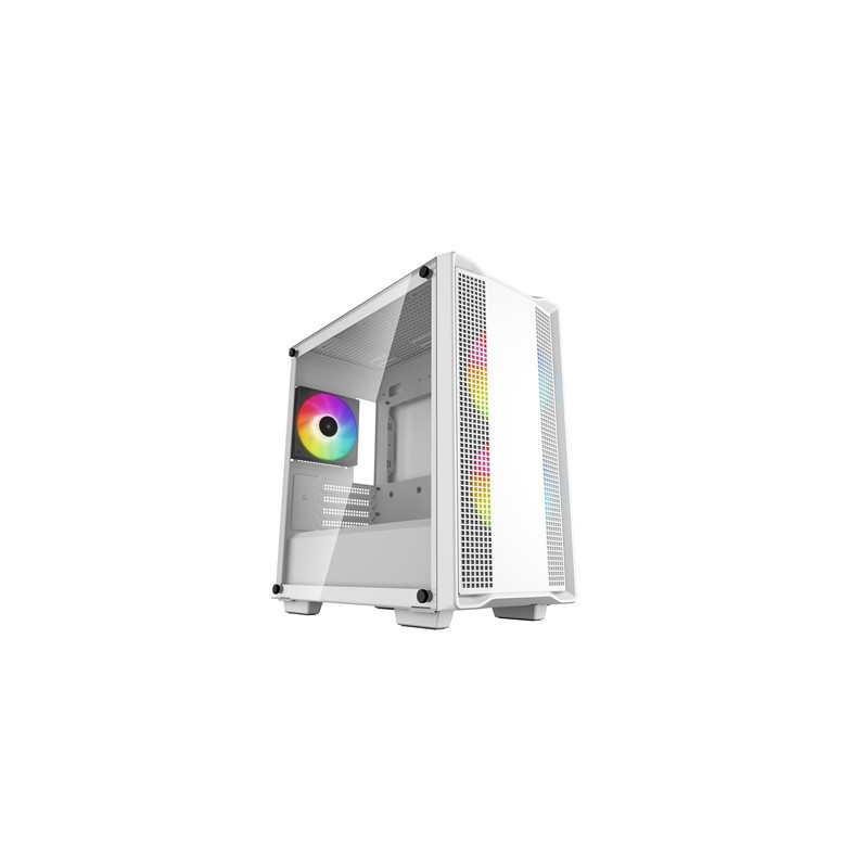 DeepCool CC360 ARGB WH  White  Mini Tower Chassis w/ Tempered Glass Window  3x 120mm ARGB Fans  USB 3.0  mATX/mITX
