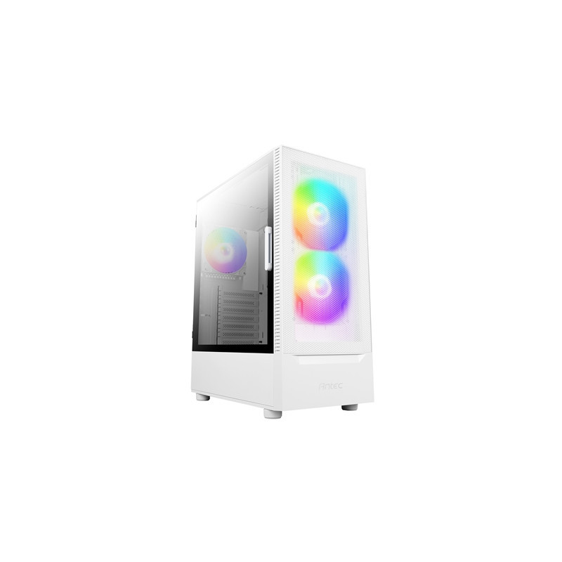 ANTEC NX410 Case  Gaming  White  Mid Tower  1 x USB 3.0 / 2 x USB 2.0  Tempered Glass Side Window Panel  Addressable RGB LED Fan