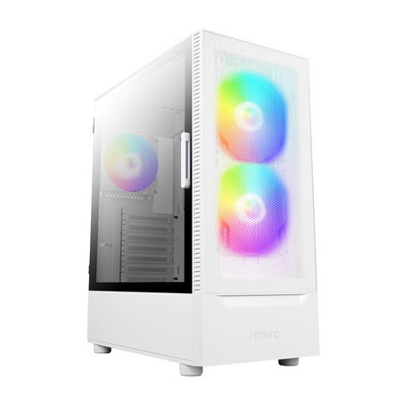 ANTEC NX410 Case  Gaming  White  Mid Tower  1 x USB 3.0 / 2 x USB 2.0  Tempered Glass Side Window Panel  Addressable RGB LED Fan