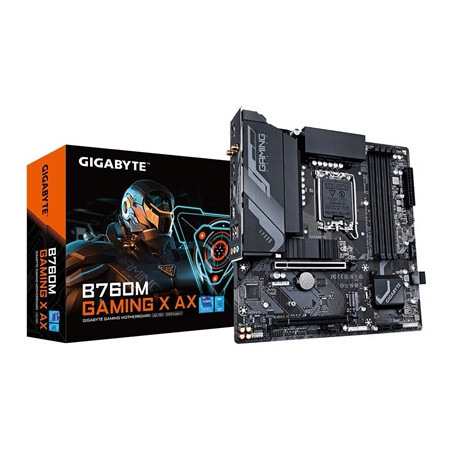 Gigabyte B760M GAMING X AX Intel 1700 Socket Motherboard  Micro-ATX  4x DDR5 Slots  2x M.2 Sockets  1x USB-C Port  Fitted I/O Sh