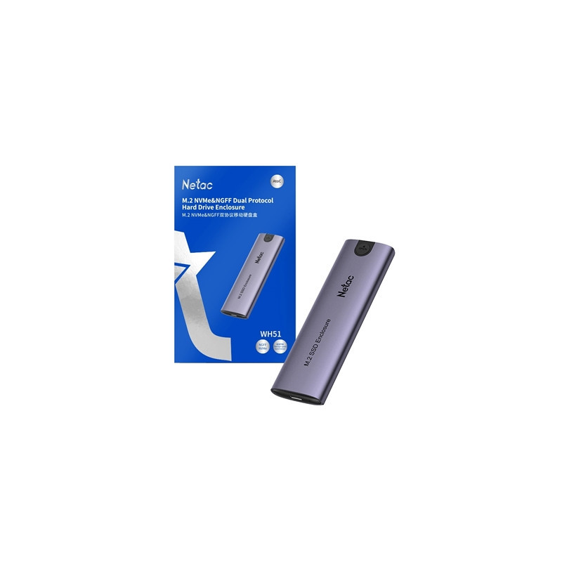 Netac M.2 NVMe/SATA External Enclosure  USB3.1  Aluminum  10Gbps  USB C to C  USB C to A
