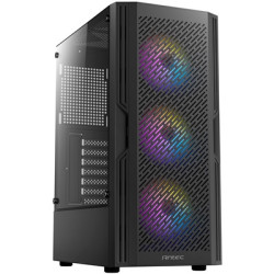ANTEC AX20 Case  Black  Mid Tower  1 x USB 3.0 / 2 x USB 2.0  Tempered Glass Side Window Panel  Slanted Bar & Mesh Design for Ma
