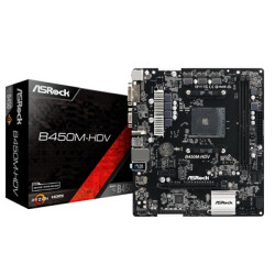 ASRock B450M-HDV R4.0 Super Alloy AMD AM4 Socket Motherboard  Micro-ATX  2x DDR4 Slots  1x M.2 Socket  GbE LAN  1x D-Sub / 1x DV