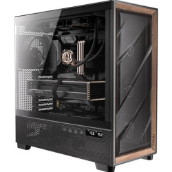 Antec Flux PRO Full Tower PC Case with Tempered Glass  Black/Wood  6 Pre-Installed Fans  USB Type-C  E-ATX/ATX/mATX/mITX Compati