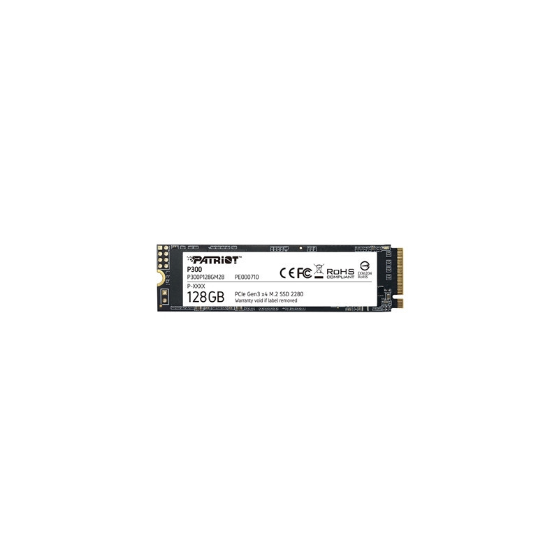Patriot P300 (P300P128GM28) 128GB NVMe SSD  M.2 Interface  PCIe Gen3  2280  Read 1600MB/s  Write 600MB/s  3 Year Warranty