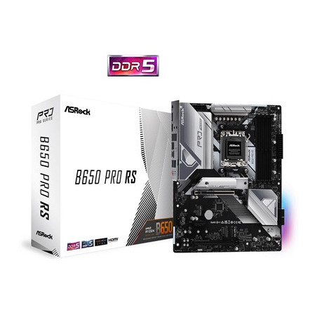 ASRock B650 Pro RS AMD AM5 Socket Motherboard  ATX  4x DDR5 Slots  4x M.2 Sockets  2x USB-C Port  Fitted I/O Shield  2.5GbE LAN 
