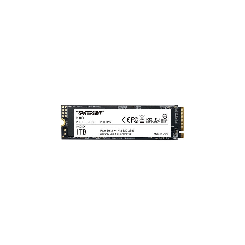Patriot P300 (P300P1TBM28) 1TB NVMe SSD  M.2 Interface  PCIe Gen3  2280  Read 2100MB/s  Write 1650MB/s  3 Year Warranty