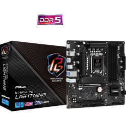 ASRock B760M PG Lightning Intel 1700 Socket Motherboard  Micro-ATX  4x DDR5 Slots  4x M.2 Sockets  1x USB-C Port  2.5GbE LAN  1x