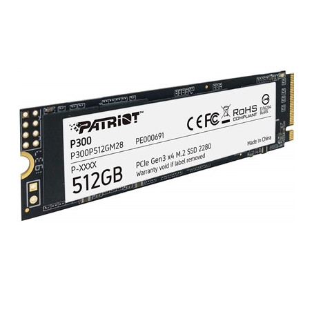 Patriot P300 (P300P512GM28) 512GB NVMe SSD  M.2 Interface  PCIe Gen3  2280  Read 1700MB/s  Write 1100MB/s  3 Year Warranty