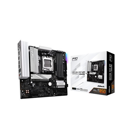 ASRock B850M Pro RS AMD AM5 Socket Motherboard  Micro-ATX  4x DDR5 Slots  3x M.2 Sockets  2x USB-C Port  Fitted I/O Shield  2.5G