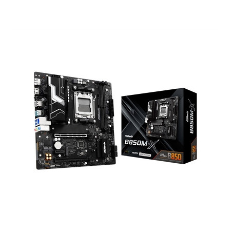 ASRock B850M-X AMD AM5 Socket Motherboard  Micro-ATX  2x DDR5 Slots  2x M.2 Sockets  1x USB-C Port  2.5GbE LAN  1x DisplayPort /