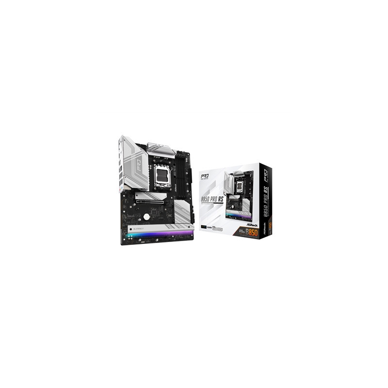 ASRock B850 Pro RS AMD AM5 Socket Motherboard  ATX  4x DDR5 Slots  4x M.2 Sockets  3x USB-C Port  Fitted I/O Shield  2.5GbE LAN 