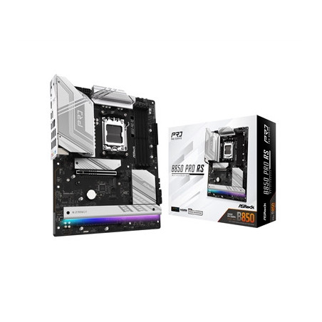 ASRock B850 Pro RS AMD AM5 Socket Motherboard  ATX  4x DDR5 Slots  4x M.2 Sockets  3x USB-C Port  Fitted I/O Shield  2.5GbE LAN 
