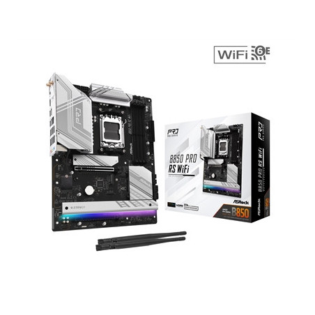 ASRock B850 Pro RS AMD AM5 Socket Motherboard  ATX  4x DDR5 Slots  4x M.2 Sockets  3x USB-C Port  Fitted I/O Shield  2.5GbE LAN 