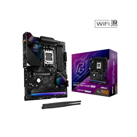 ASRock B850 Riptide WiFi PHANTOM GAMING AMD AM5 Socket Motherboard  ATX  4x DDR5 Slots  4x M.2 Sockets  3x USB-C Port  Fitted I/