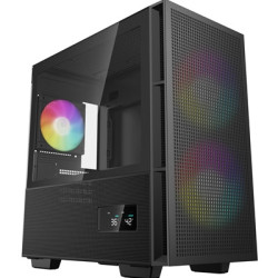 DeepCool CH360 Digital Gaming Case Black Mid Tower with Tempered Glass Side Window Panel  Advanced Cooling  USB 3.0/USB-C Ports 