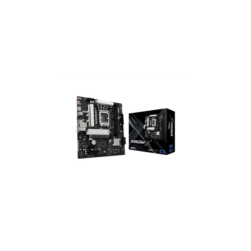 ASRock B860M-X Intel 1851 Socket Motherboard  Micro-ATX  2x DDR5 Slots  2x M.2 Sockets  2x USB-C Port  2.5GbE LAN  1x DisplayPor