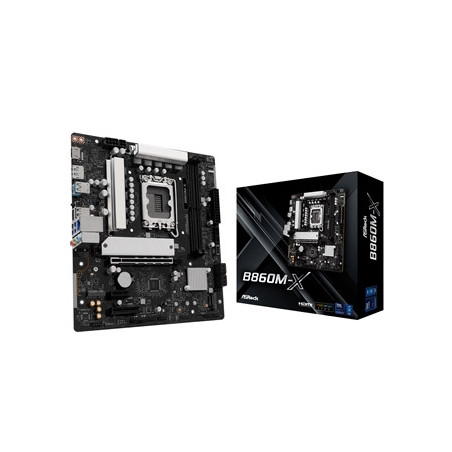 ASRock B860M-X Intel 1851 Socket Motherboard  Micro-ATX  2x DDR5 Slots  2x M.2 Sockets  2x USB-C Port  2.5GbE LAN  1x DisplayPor