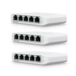 Ubiquiti USW-FLEX-MINI-3 UniFi USW Flex Mini 5 Port Smart Managed POE/USB C Powered Gigabit Network Switch (Triple Pack  No PSU)