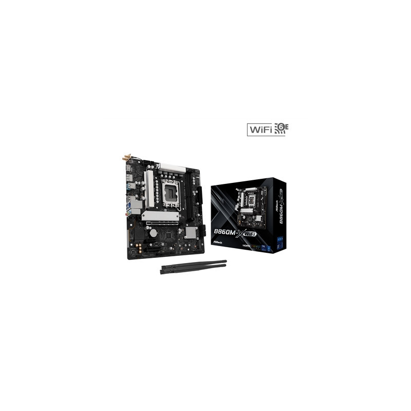 ASRock B860M-X WiFi Intel 1851 Socket Motherboard  Micro-ATX  2x DDR5 Slots  2x M.2 Sockets  2x USB-C Port  2.5GbE LAN  Wi-Fi 6E