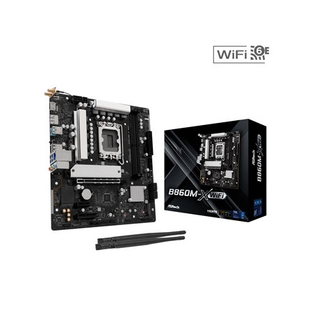 ASRock B860M-X WiFi Intel 1851 Socket Motherboard  Micro-ATX  2x DDR5 Slots  2x M.2 Sockets  2x USB-C Port  2.5GbE LAN  Wi-Fi 6E